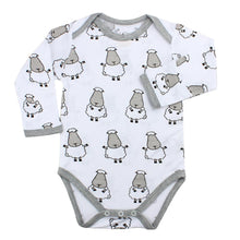 Load image into Gallery viewer, Long Sleeve Onesie Big Sheepz White with Grey Border
