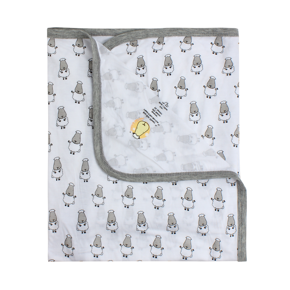 Single Layer Blanket Small Sheepz White 0 - 36 months